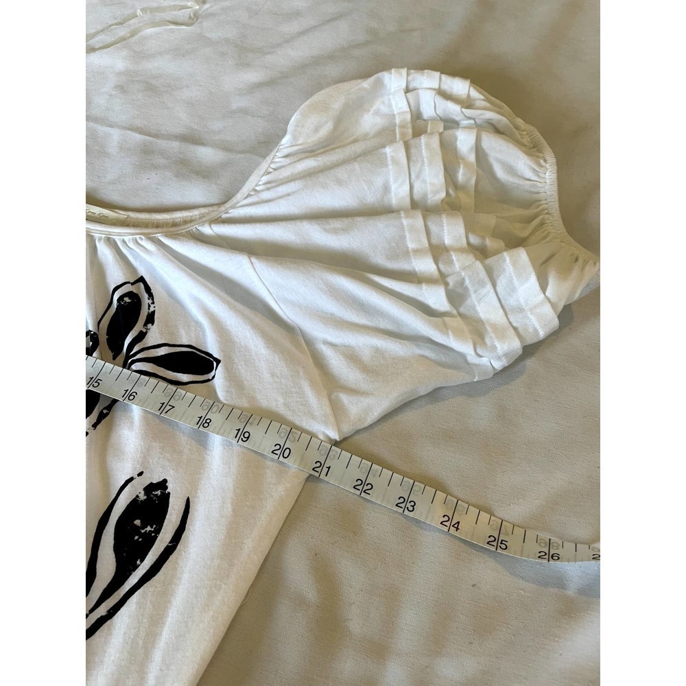 Karen by Karen Kane Womens Top Blouse Size XL White Black Puff Sleeves Cotton - Picture 7 of 10